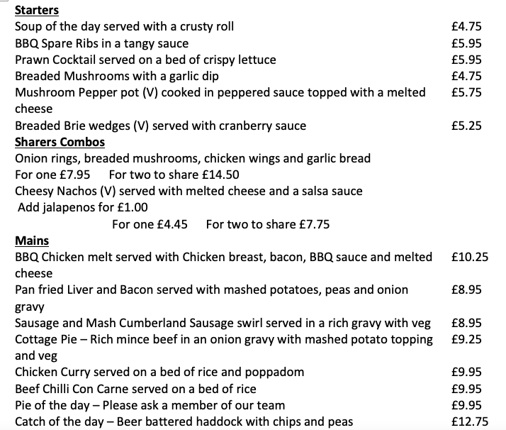 Menus | The Gynn Pub & Restaurant - Blackpool